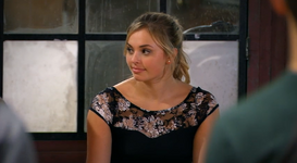 Michelle looks on after she finds out that she is tied for the final spot in the small group with Piper.