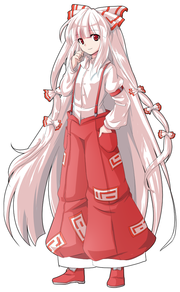 fujiwara no mokou and dante (touhou and 1 more) drawn by shown