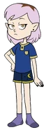 Amity in her pajamas with her current appearance in "Thanks to Them".