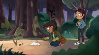Camila tries to help a captured bunny get free.