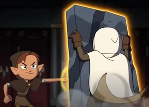 Matt using construction magic to block a Coven Scout.