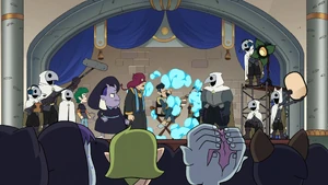 Head Witch Adrian Graye Vernworth taking off invisible illusion magic.