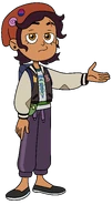 Luz's outfit with snake shirt and purple pants with a backpack in "Thanks to Them".