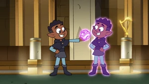 Gus using the Oracle Sphere to see the best possible version of himself.