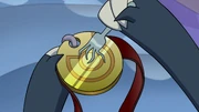 King carving the symbol into his collar.