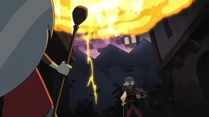 Raine creating a small storm with bard magic.