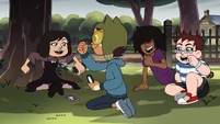 Vee/Luz bonding with the other humans.