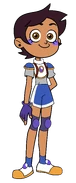 Luz wearing her grudgby outfit with a backpack on in "Eda's Requiem".