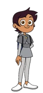 Luz in her pre-track uniform wearing a backpack in "The First Day".