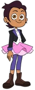 Luz dressed in a tux and tutu in "Enchanting Grom Fright" and "Edge of the World".