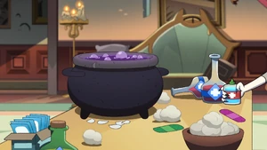 The scrying potion being brewed.