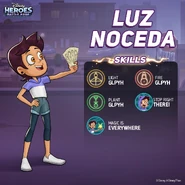 Luz's promo with her skills and icons.