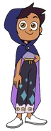 Luz wearing pajamas and her witch's cloak with her hood up in "Hunting Palismen".