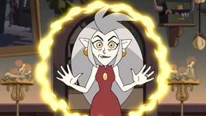 Eda Clawthorne casts a spell circle with her hands thanks to her bile sac.