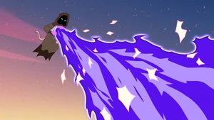 Scab creating a powerful blast with a crystal ball.