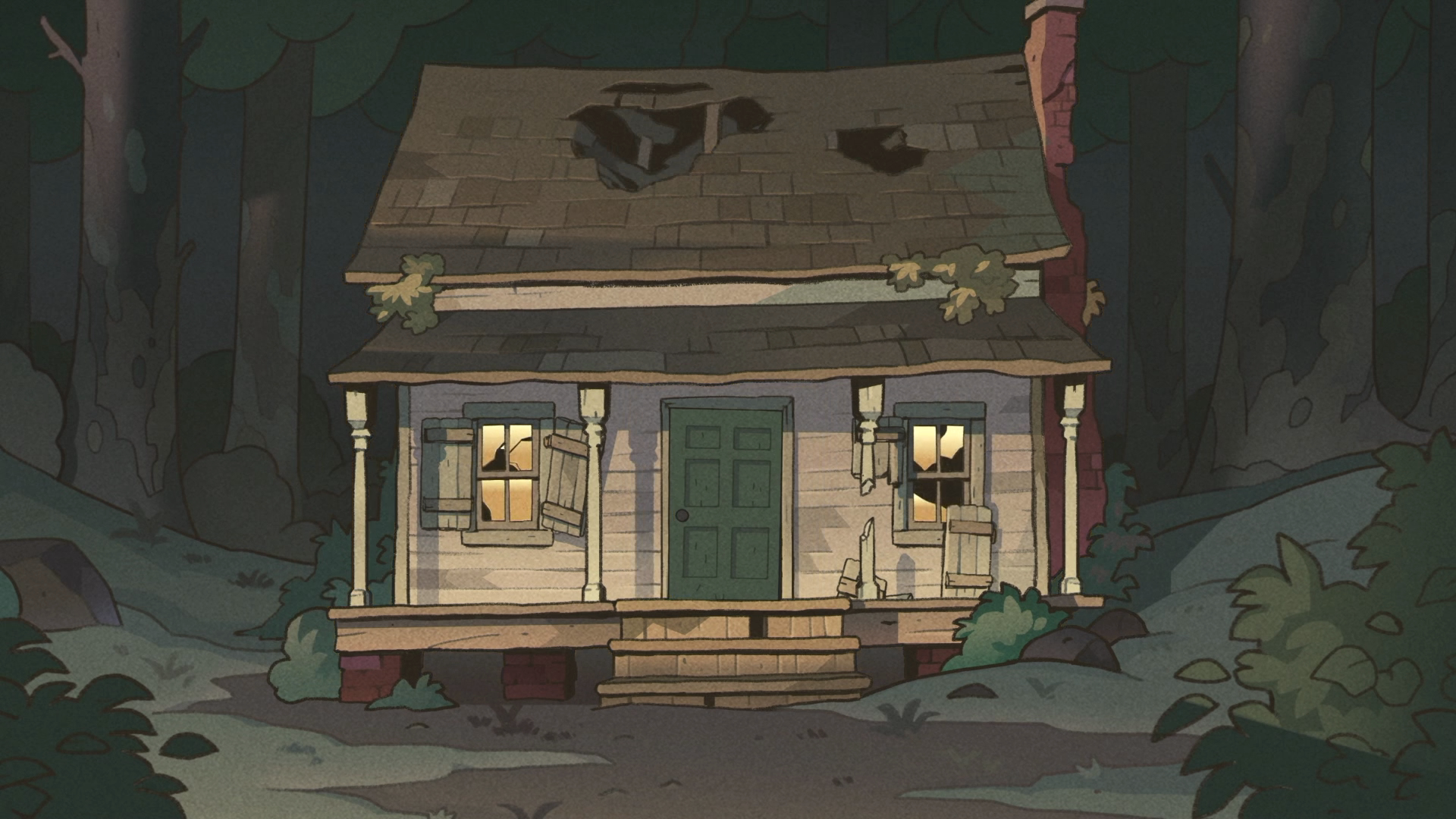 animated ruined house