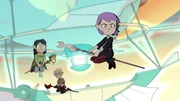 Hunter and the others fending of the Coven Scouts.