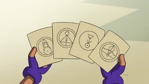 The four glyphs: fire, light, plant, and ice.