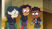 Gus activating a spell to create a Kikimora illusion to distract a coven scout.