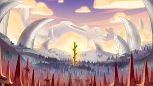 Bria creating a giant pillar using construction magic.