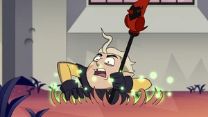 Willow teleporting Hunter using plant magic.