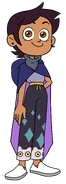 Luz wearing pajamas and her witch's cloak and a mask around her neck in "Hunting Palismen".