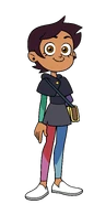 Luz wearing her school outfit with a handbag in "Agony of a Witch".