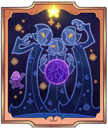 Collectors observing a planet, with the Collector alongside them.