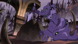 Head Witch Darius using abomination matter to transform himself and create weapons.