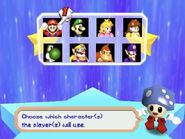 The roster of the game. Daisy is the rightmost character on the top row.