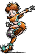 Daisy in her official artwork for Super Mario Strikers.