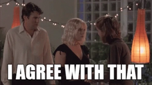 Steven from 2003 film The Room abruptly saying "I agree with that" to Lisa and Michelle in a conversation he's not participating in