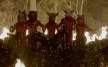 witches dance orgiastically entirely covered of Hellblood