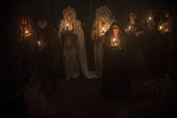 Witches gathered "from every dark place on the Earth" to greet the Dark Lord