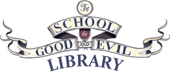 The School for Good and Evil Library wordmark v1 dark version