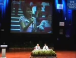 Minister Mentor Lee Kuan Yew listening to questions from the floor during a forum at NTU.