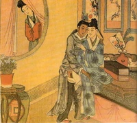 A woman spying on a pair of male lovers. China, .