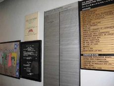 The right wall of the lobby.