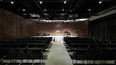 The main hall of the Free Community Church in their newest premises at Commonwealth Lane.