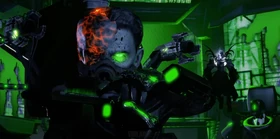 The Undead Mad Toilet Inventor activating the command to open the hatch in which the  remains.