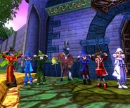 Wizards flexing with Diego the Duelmaster outside of the Arena