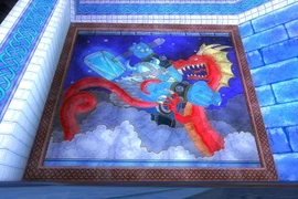 Mural in Nidavellir of the Ice Titan fighting the Fire Titan.