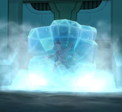 Stallion Quartermane frozen in the Old One's lab