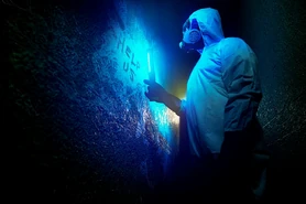 “Are you getting this? This hallway is covered in this shit from one end to the other.“ “Is it human or animal? It stinks.“ “I don’t know.“ “Who wrote the message?“ “I don’t know! I don’t even know what I’m looking at.“