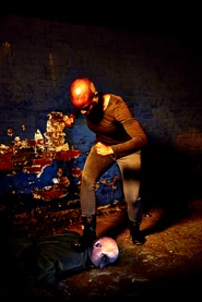 “The stinger can still reach the artery in your thigh! Stick him in the back of the neck! Base of the skull! One sharp downward motion, like a shovel into wet sand! DO IT NOW!“