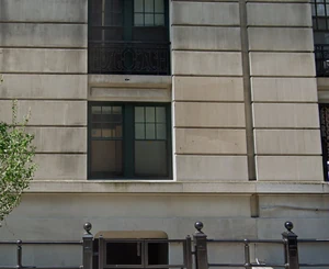 Ezra's tag, viewed from the street (second floor, beneath the window)