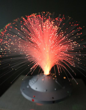 Rotating fiber optic light store