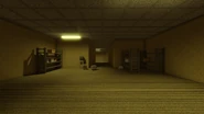 A room with shelves.