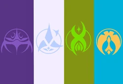 Planet banners from left to right: Hados, Loros, Heptin, and Kynon