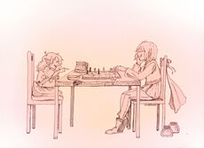 Rags and Erin playing chess by Ccyan